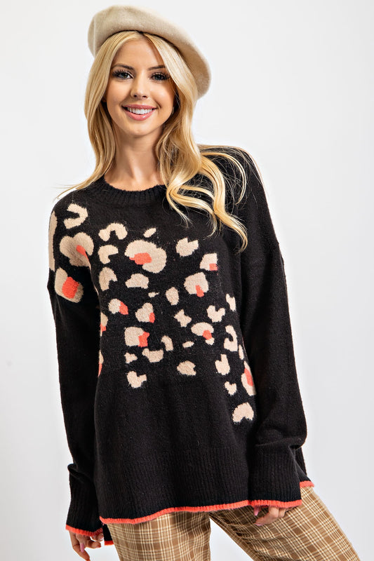 Leopard Print Knit Sweater