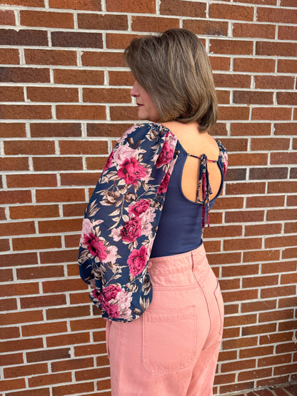 Open Back Floral Bodysuit